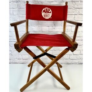 *C* Vintage Mac Quality Tools Wood Directors Chair Red Canvas 34" Wooden